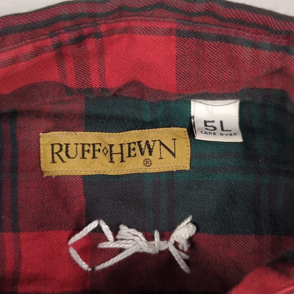 Ruff Hewn Upcycled Red and Green Plaid Shirt With‎ Quilt Back Patch Women's XL - Picture 4 of 5